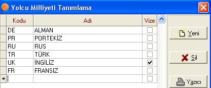 1.9. Milliyet Program içerisinde kullanılan milliyetler, Tanımlamalar Milliyet komutu ile tanımlanır.