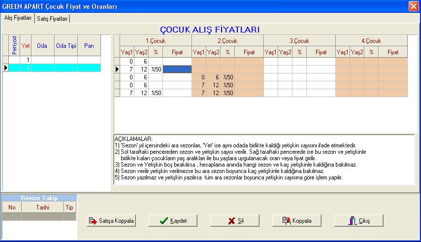 Aşağıdakilere Göre Farklı Çocuk Fiyatları Olabilir: Farklı tarihler (periyodlar) Farklı sayıda yetişkinler Farklı oda, oda tipleri ve pansiyonlar Bunun anlamı, pansiyon, oda, oda tipi veya periyot