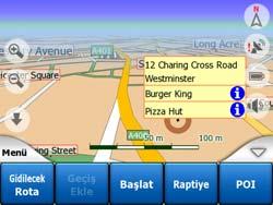 Sürücü Kabini modunda yolun çıkış noktası her zaman GPS konumudur veya bu kullanılamıyorsa, en son bilinen GPS konumudur. Gidilecek Rota: Yolunuzun varış noktası olarak İmleç öğesini kullanın.