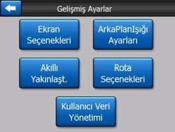 5.6 Gelişmiş ayarlar Bu ekranlar çok sayıda farklı gelişmiş ayarı belirlemenize ve bazı özel işlevleri başlatmanıza olanak sağlar. Bu ayar ve işlevler gruplara ayrılmıştır.