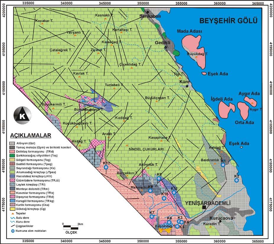 A. DAVRAZ, E. ŞENER Şekil 3. Jeoloji haritası (Şenel vd.
