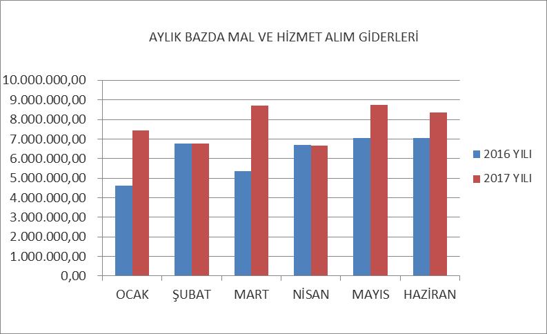 03. Mal ve Hizmet Alım Giderleri 2017 Yılı Ocak-Haziran döneminde; park bahçe düzenlemeleri, katı atıkların işlenmesi ve geri kazanımı, yolların meydanların geçitlerin temizliği, kentsel dönüşüm