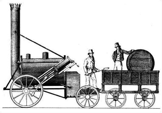 Resim 3.1: George Stephenson un Buharlı Lokomotifi "Rocket" 1829. Demiryolu taşımacılığı 1830 yılında Amerika ya, 1832 de Fransa ya ve 1835 de de Almanya ya geçmiştir.
