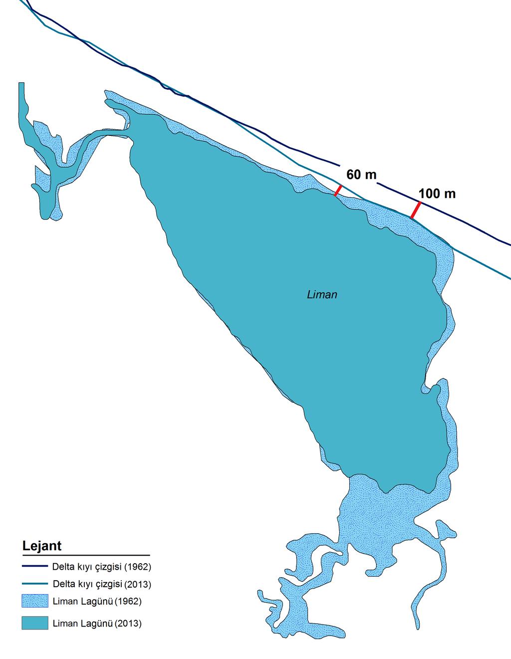 Kızılırmak Lagünlerinin Kıyı Çizgisinde Meydana Gelen Değişimlerin Analizi 1987 periyodunda 32.8 ha küçülme ve 1987-2013 periyodunda ise 118.5 ha küçülme meydana gelmiştir.
