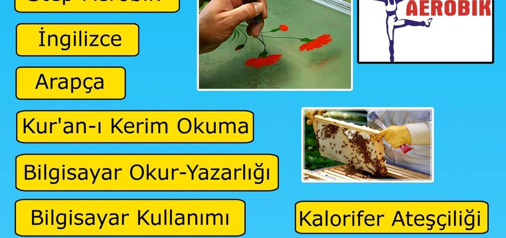 Bahçelerinde Gübreleme 9-Avcı Eğitimi 10-Alabalık Yetiştiriciliği 11-Afet Bilinci Eğitimi 12-İş Güvenliği ve işçi Sağlığı