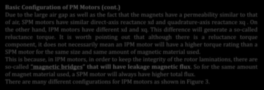 PERMANENT MAGNET MOTOR DRIVES Basic Configuration of PM Motors (cont.