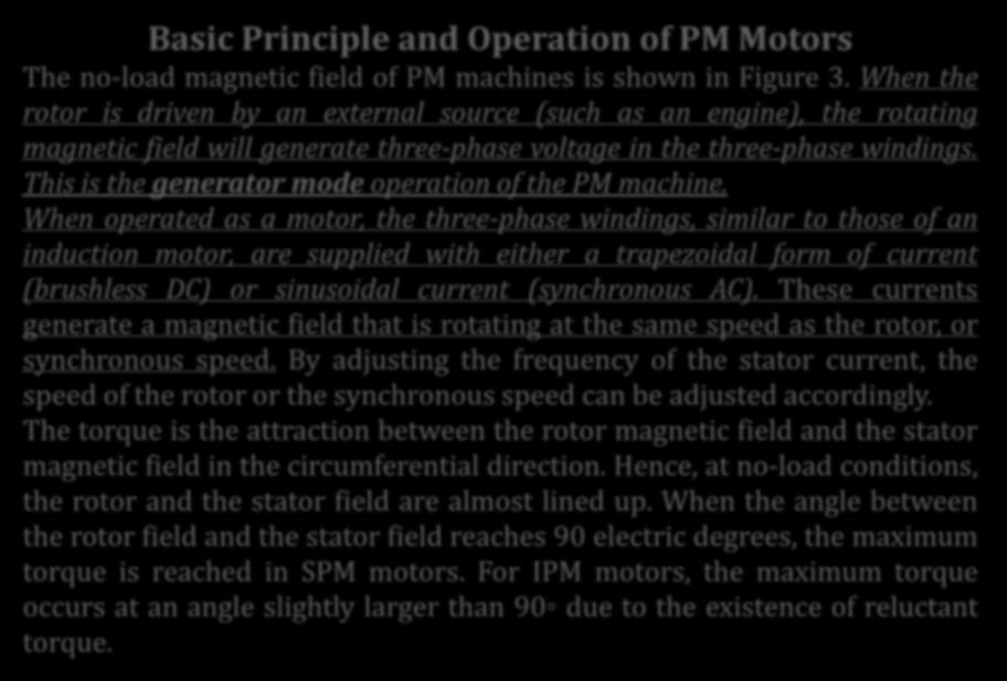 PERMANENT MAGNET MOTOR DRIVES Basic Principle and Operation of PM Motors The no-load magnetic field of PM machines is shown in Figure 3.