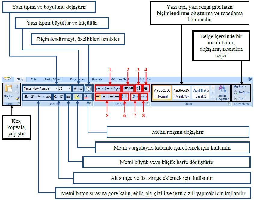 Seçenekler: Bu bölüm, Word programının genel ayarlarının yapıldığı bölümdür.