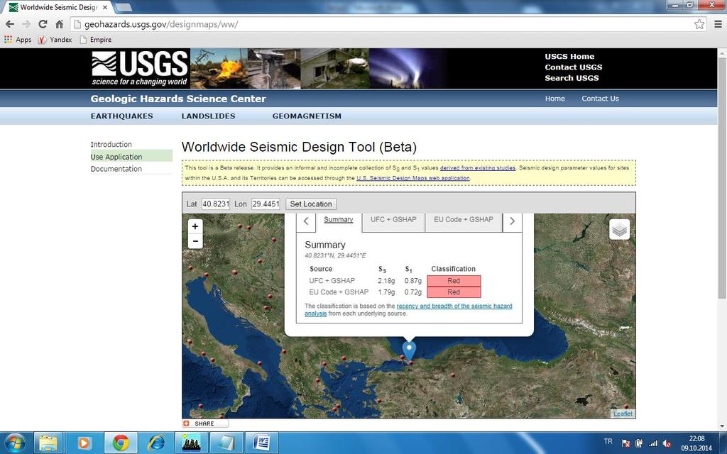 Şekil 4. 7 USGS sitesindeki spektral ivme değerleri (http://geohazards.usgs.gov/designmaps/ww/) Bölgeye özel tasarım spektrumunun elde edilmesi için İYBDY veya ASCE 7-10 şartnamesinde verilen 0.