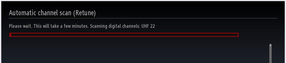 not be available after the First Time Installation. Press OK button on the remote control to continue and the following message will be displayed on the screen.