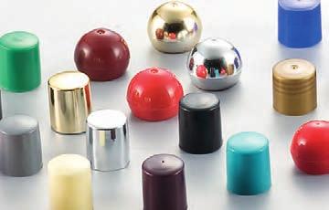 Silindir ve Top kapaklar, sipariş miktarına göre farklı renklerde özel boyalı veya metalize kaplama (Parlak/Mat Altın yada