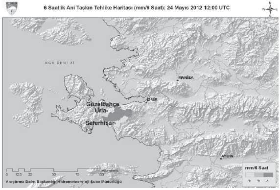 ekil 6(b): 6 saatlik ani takn tehlike haritas (Model,