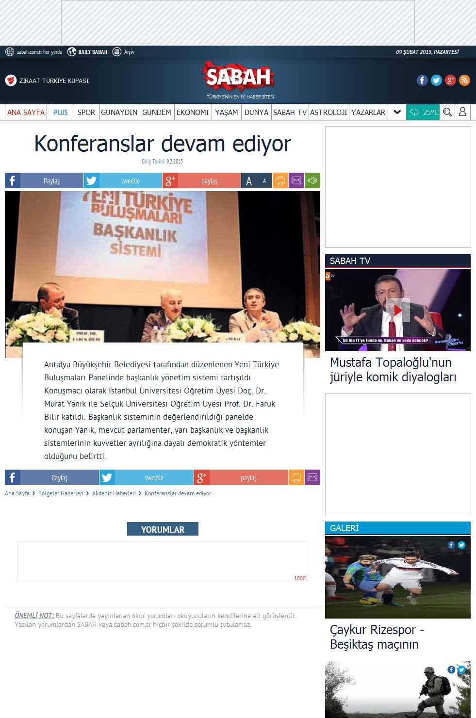 Portal Adres KONFERANSLAR DEVAM EDIYOR : www.sabah.com.