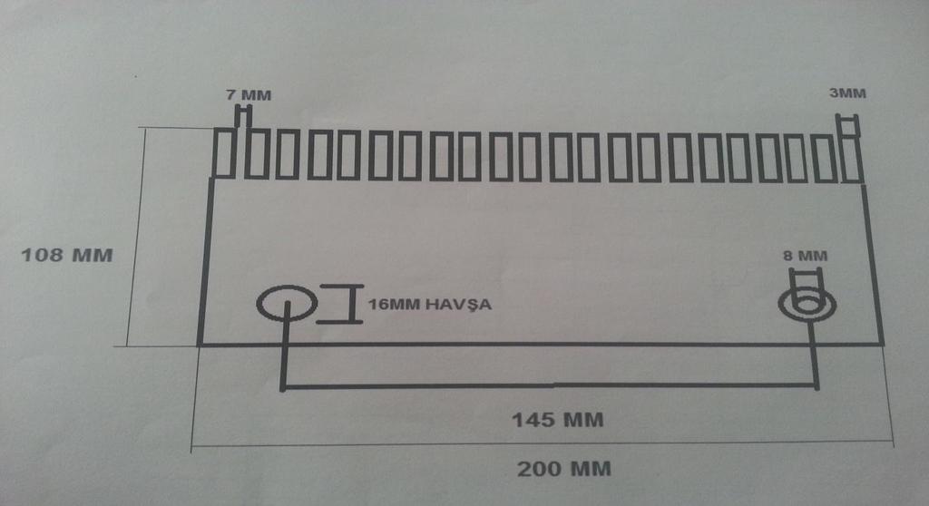 4.19.2 Plaka yüksekliği 108 mm 4.19.3 Montaj yerlerinde iki adet delik 4.19.4 Montaj delik çapları 16 mm 4.19.5 Montaj delikleri havşa civatanın bağlantısına uygun 4.19.6 Basamak tırnağı (bir adet) genişliği 3 mm 4.