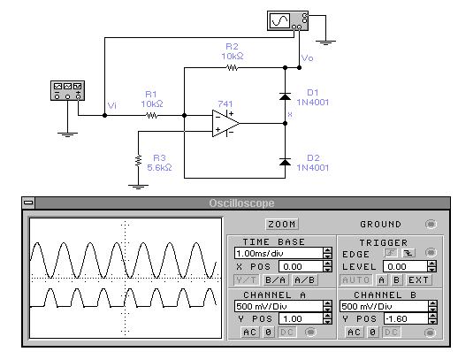Şekil 8.26 Yarım dalga doğrultmaç uygulaması OP-AMP ile girişe uygulanan µv seviyesindeki sinyalleri doğrultmak mümkündür.