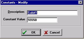 Şekil 2.33: Sabit tanımlama penceresi Sisteme yeni bir sabit tanımlamak istendiğinde ise klavyede "insert" tuşuna basmak gerekir.