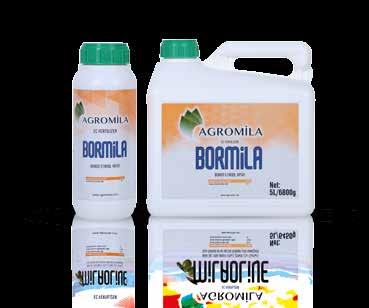 BORMİLA BORMİLA bitkinin sağlıklı büyümesi için hayati önem taşıyan bor iz elementini ethanolamin şelatı şeklinde ihtiva ettiğinden bitki tarafından alınması çok kolaydır.