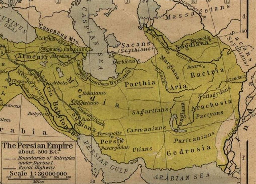 Fotoğraf No: 2. Tarihi İran haritası, MÖ. 500. E-kaynak. Türk sanat tarihçileri arasında Samarra sanatına dair çekingen ve ihtiyatlı davranışın bilimsel nedenlerden kaynaklandığı düşüncesi hâkimdir.