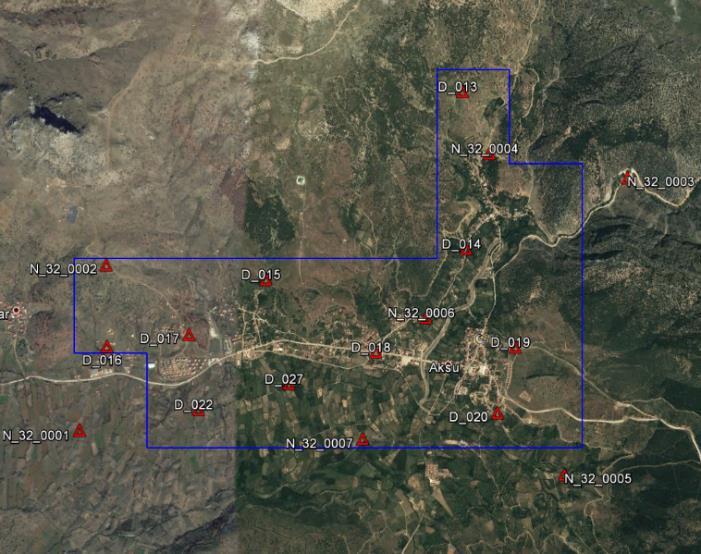 İHA ve Hava Kameralı Uçak İle Havadan Alınan Görüntüler Sonucu Elde Edilen Ürünlerin Karşılaştırılması 2. ÇALIŞMA ALANI Çalışma alanı olarak Isparta- Aksu bölgesi seçilmiştir.