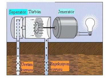 ayrıştırılan buhar ile türbünün döndürülmesi sağlanır Şekil 7.