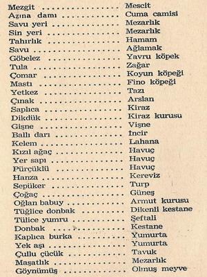 ..Ağaç bardak Yalap...Balık Kekremsi... Şarap Hörpüldetir... îçer Zivermî... Gider misin Zelip.