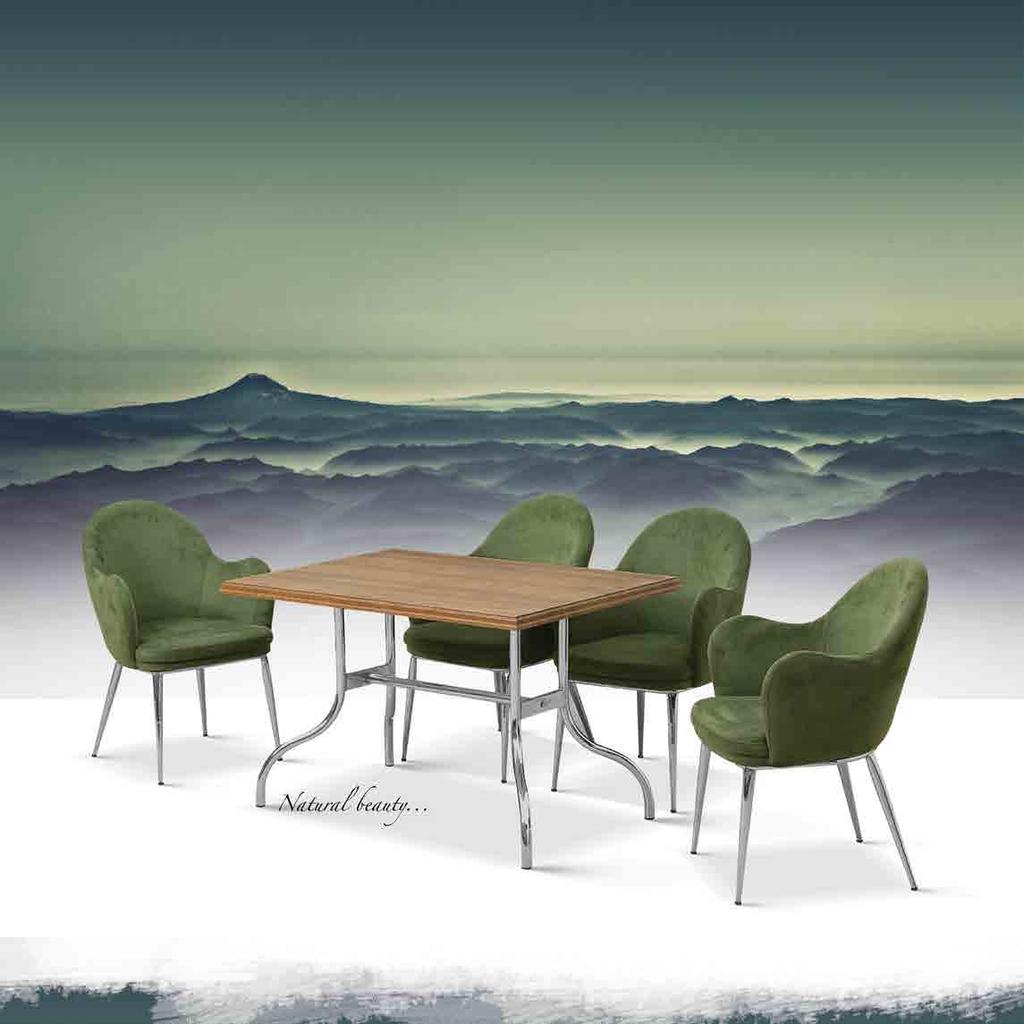 NATURE MASA TAKIMI / TABLE SET Wood surface and chrome perfectly match the Nature Table Set!