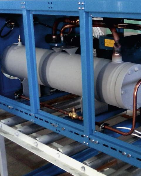 Condensers used in water cooled condensers are made of copper pipes. Chillers units are air cooled.