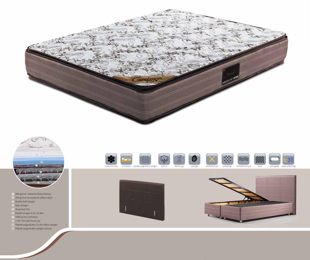 Avanoss Çift Pedli CRD 1012 * 1 m2 de 150 adet bonel yay kullanılarak yatağınız daha konforlu bir hale getirilmiştir.