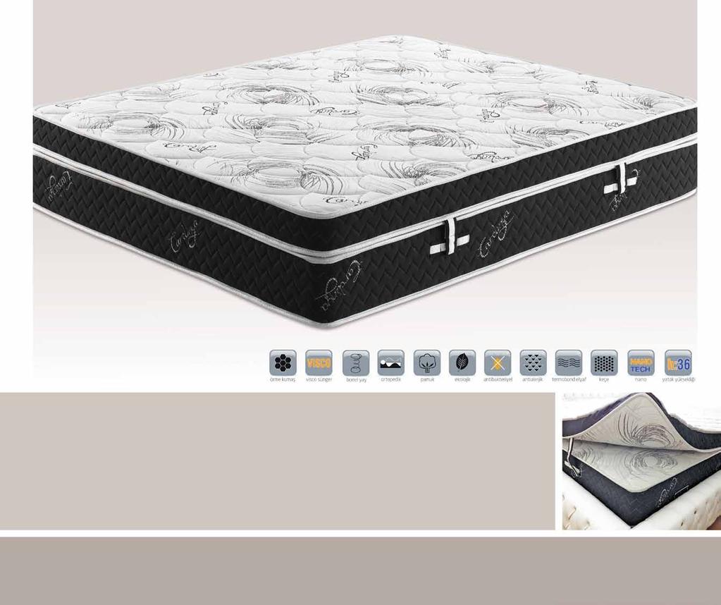Carier CRD 1003 * 1 m2 de 150 adet bonel yay kullanılarak yatağınız daha konforlu bir hale getirilmiştir.