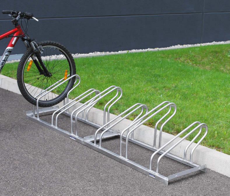 Bisiklet parkları Yerden tasarruf sağlayan yüksek/alçak tekerlek ayarı Sıralı birleştirme ve yer tespiti için ön hazırlıkları yapılmıştır Toplam yükseklik: 415 mm.