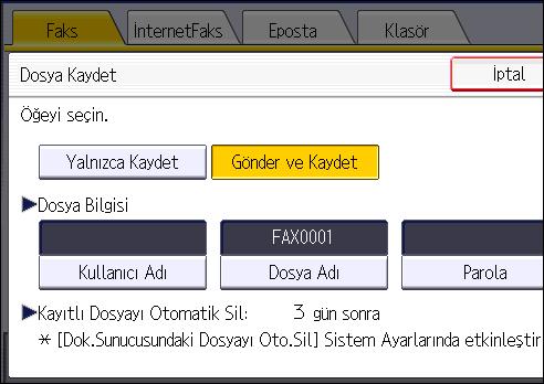 4. Faks 4. Gerektiğinde kullanıcı adını, dosya adını ve parolayı ayarlayın. Kullanıcı Adı [Kullanıcı Adı] düğmesine basın ve ardından bir kullanıcı adı seçin.