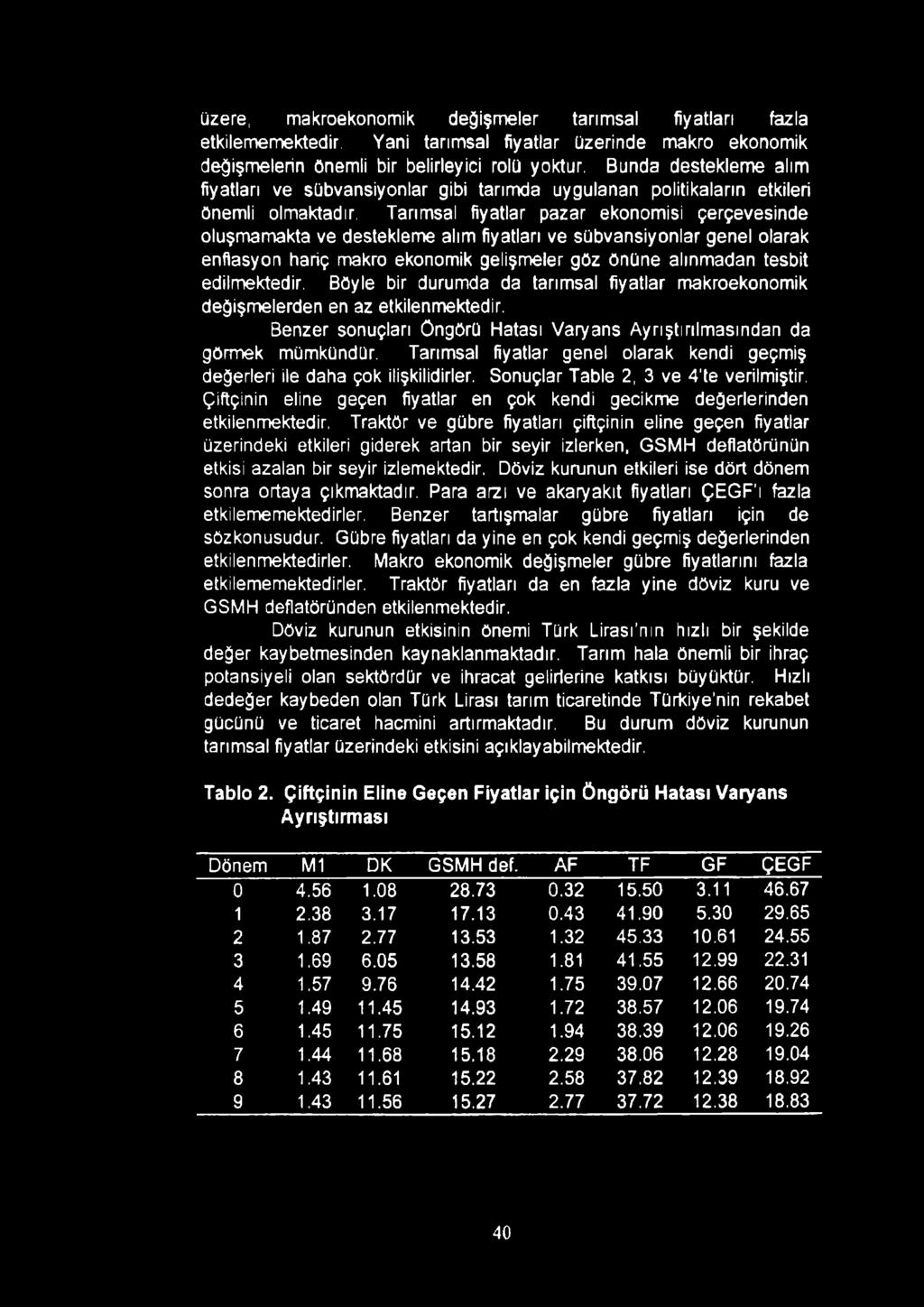 Tarımsal fiyatlar pazar ekonomisi çerçevesinde oluşmamakta ve destekleme alım fiyatları ve sübvansiyonlar genel olarak enflasyon hariç makro ekonomik gelişmeler göz önüne alınmadan tesbit