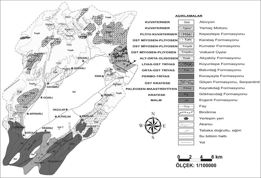 Koyuntepe, Bakırdağ ve Kocayayla formasyonlarını içermektedir. Üst Kretase yaşlı Kayrakdağ formasyonu çört bantlı kireçtaşları ile kalsitürbiditlerden oluşmaktadır.