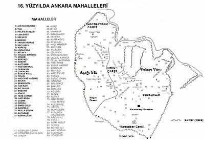 ġekil 4: Ankara Şehri nin Yerleşme Yapısı (Kaynak: Tunçer, 2001) Bu adlandırma Cumhuriyet Dönemine kadar gelmiştir. Ankara kenti birçok uygarlığa ev sahipliği yapmasından sonra Osmanlıların eline 14.