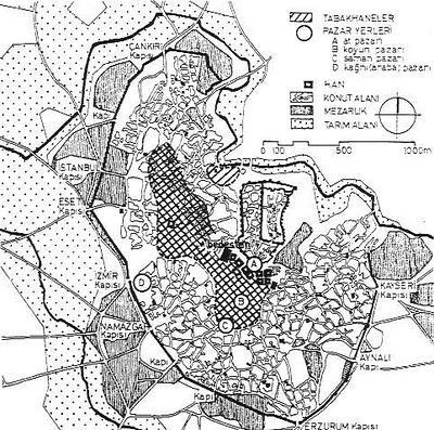 uğramıştır (Denel, 2000:129-133). ġekil 7: 16.-18. Yüzyıllar Arasında Ankara da Ticaret Merkezi (Kaynak:Tunçer, 2011a) 19.