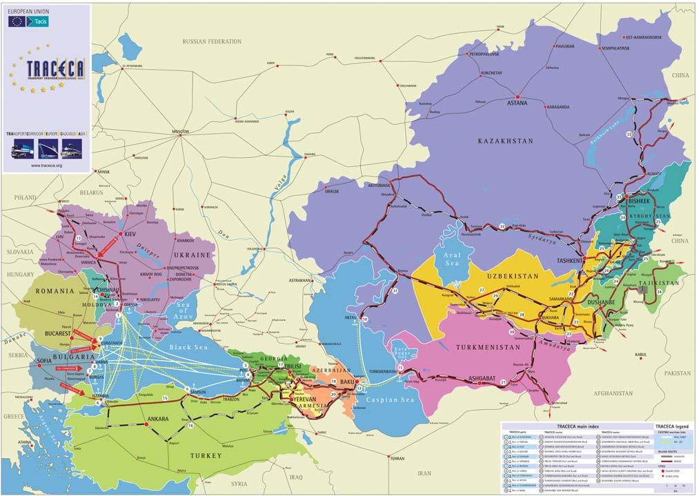 Köþe Yazýsý Lojistik TRACECA Avrupa-Kafkasya-Asya Ulaþým Koridoru -1 Ayrýca, Pan-Avrupa Koridorlarý ile AB, Karadeniz de kýyýsý olan ülkeleri ve Kafkasya ve Orta Asya ülkelerini, Türkiye ve Karadeniz