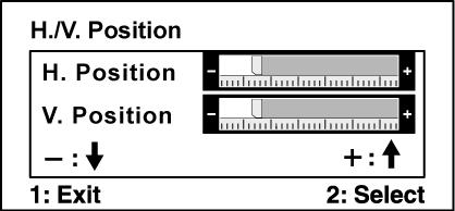 Kontrol Açıklaması Horizontal Size (Yatay Boyut) ekran görüntüsünün genişliğini ayarlar. H./V. Position (Yatay/Dikey Konum) ekran görüntüsünü sola, sağa ve yukarı, aşağı kaydırır.