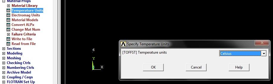 1.1.3 SICAKLIK BİRİM SEÇİMİ Main Menu > Preprocessor >Temperature units sekmesinden Celcius