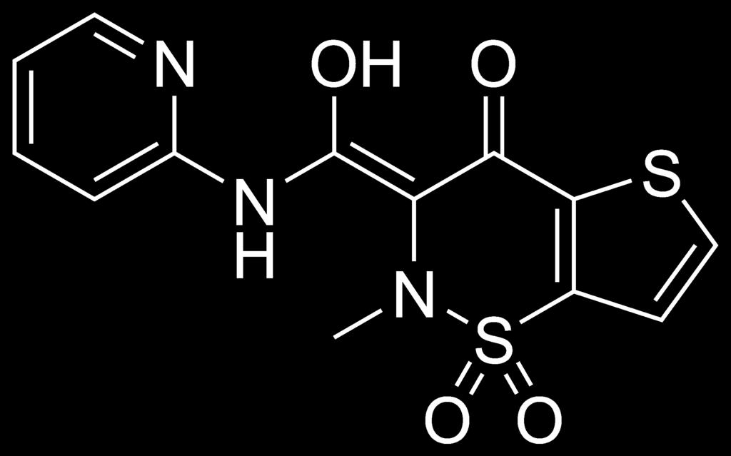 Şekil 4: Tenoksikamın yapısal molekül formülü İlacın kimyasal formu IUPAC 135 klasifikasyonuna göre (3E)-3- [hidroksi(piridin-2-ylamino)metilen]-2-metil-2,3-dihidro-4h-tieno[2,3-e] [1,2]tiyazin-4-bir