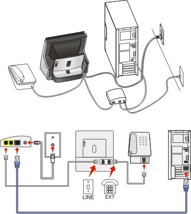 Senaryo 4: Kablolu hizmet sağlayıcısından alınan dijital telefon hizmeti Kurulum 1: Yazıcı doğrudan bir kablolu modeme bağlıdır Telefonunuzu normal şartlarda bir kablolu modeme bağlıyorsanız, bu