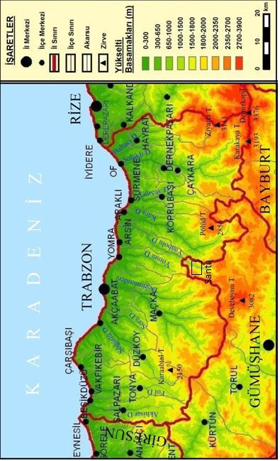 (Doğanay, 2009: 165-186) 15 km, Altındere Vadisi Milli Parkı na 25 km (Doğanay, 2003: 43-64) ve Karadeniz kıyısına ise 42 km uzaklıkta bulunan Santa ya Yanbolu vadisi (Şekil 1, Foto 1) ve Altındere