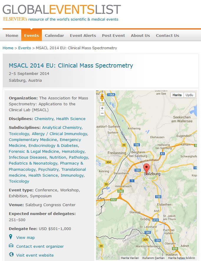 Klinik ve Araştırma Laboratuarında LC-MS/MS Kullanımı http://www.globaleventslist.elsevier.