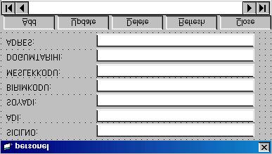 işlemi tamamlandıktan sonra veritabanı içeren form