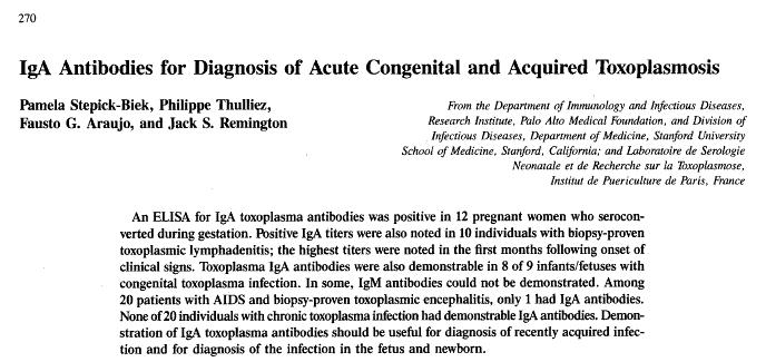 T. gondii IgA antikorları akut