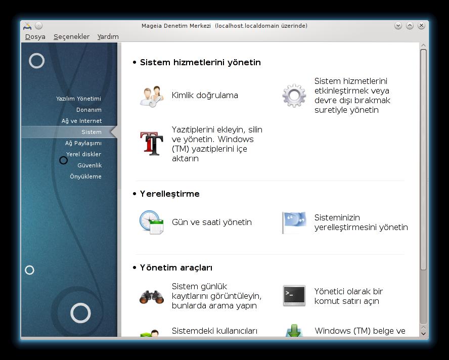 7. Sistem Bu ekranda bir çok sistem ve yönetim araçları arasından seçim yapabilirsiniz. Daha fazlasını öğrenmek için aşağıdaki bağlantıya tıklayın. 1. Sistem hizmetlerini yönetin a. Kısım 7.