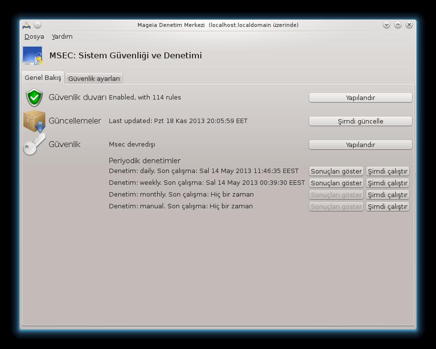 10.1. MSEC: Sistem Güvenliği ve Denetimi msecgui 10.1.1. Sunum 43 msecgui msec için, sistem güvenliğini iki yaklaşıma göre yapılandırmaya izin veren bir grafik kullanıcı arayüzüdür: Bu, sistem