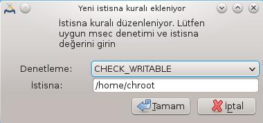 İzinler Bu sekme dosya ve dizin izinleri denetimi ve zorlamaları içindir. Pek çok güvenlik için olduğu gibi, msec farklı izin seviyelerine (standard, güvenli,.