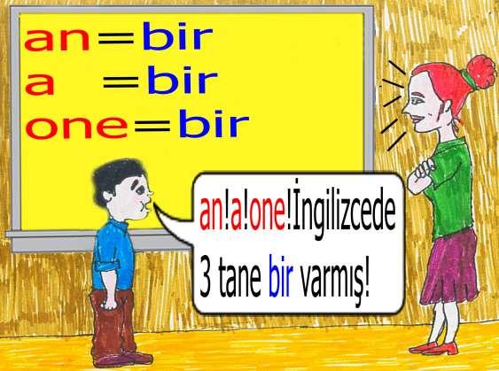 Şaşkınlığınız bu kadarla kalsa iyi, tıpkı aşağıdaki öğrenci gibi İngilizcede üç tane bir olduğunu görürsünüz. Biz şu an herhangi bir anlamındaki a(e) ve an(en) konusunu göreceğiz.