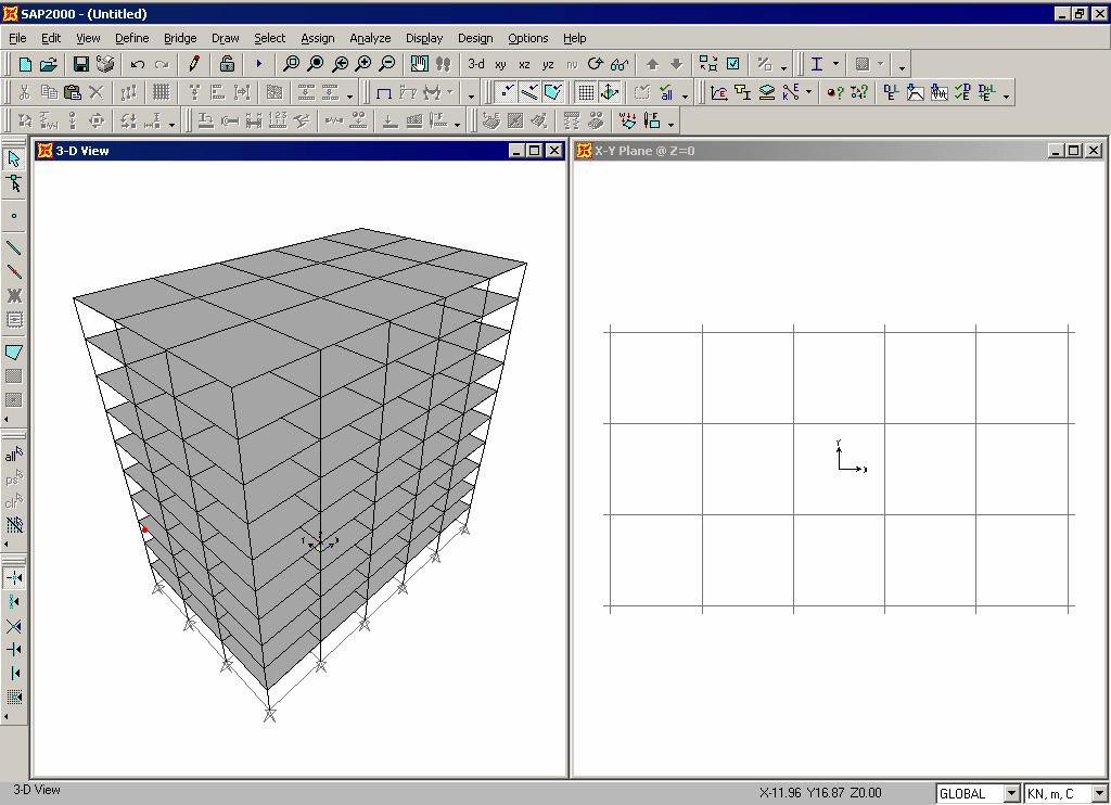 SAP2000 Grafik arayüzü Hesap modelinin hazırlandığı (preprocessor) Çözümün yapıldığı Sonuçların görüntülendiği (postprocessor) ortamadır.