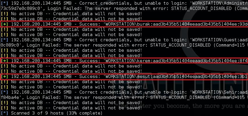 10: SMB Loginin Exploit Edilmesi Sonuç olarak ³ekil E.